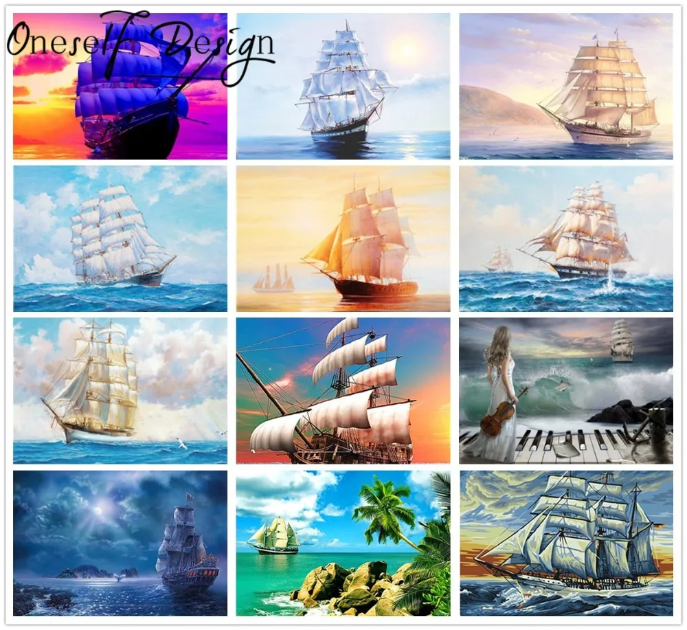 

1 Diy 5D Diamond Painting sailing landscape Diamond Mosaic Sale 5D Diamond Embroidery Rhinestone Pictures Diamond Mosaic Scenic