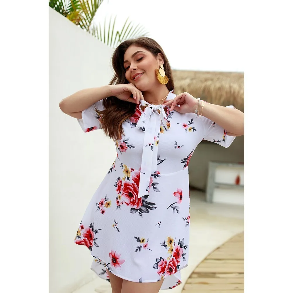 Женские богемные летние платья на молнии с V-образным вырезом и цветочным принтом