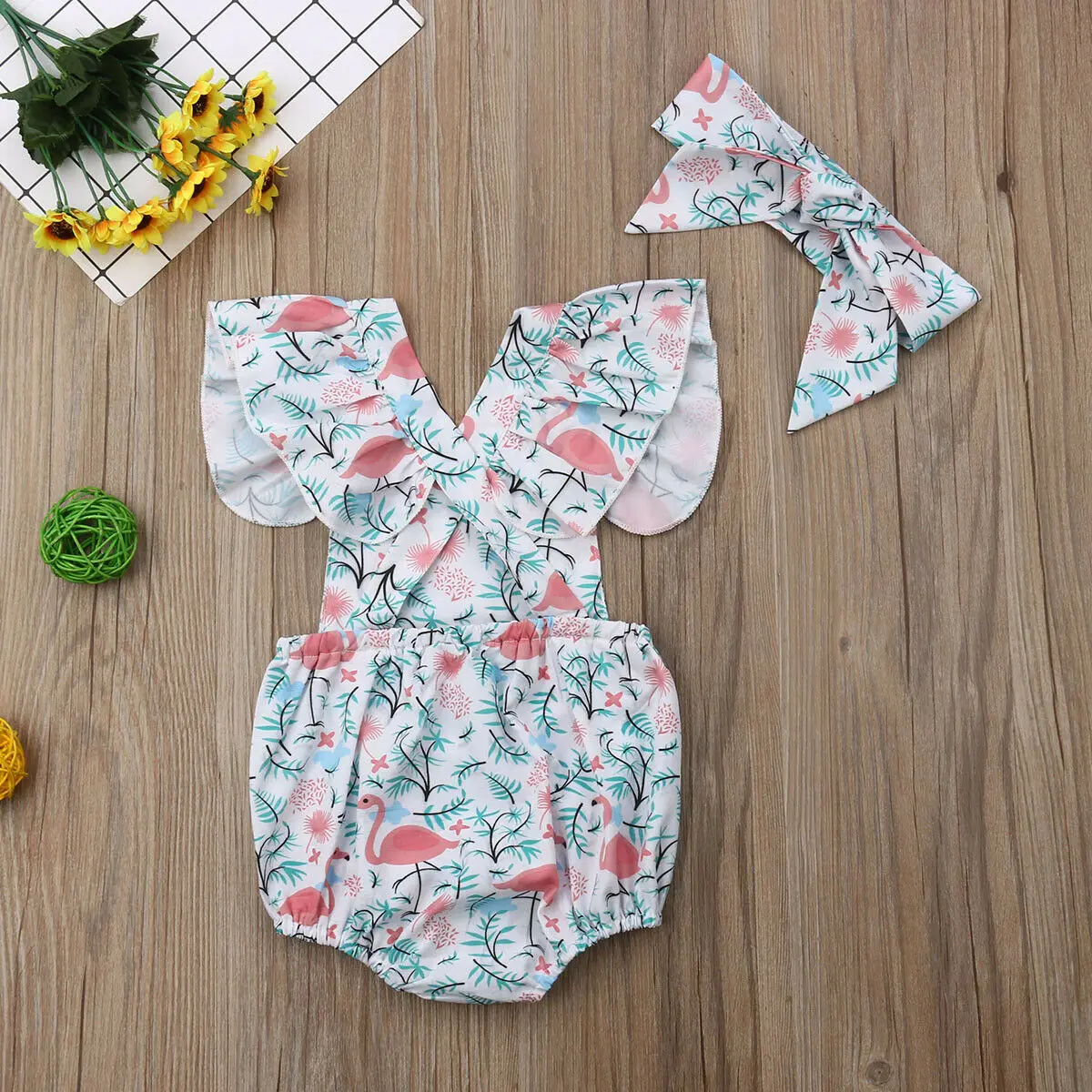 Комбинезон с коротким рукавом для новорожденных девочек на возраст 0 24