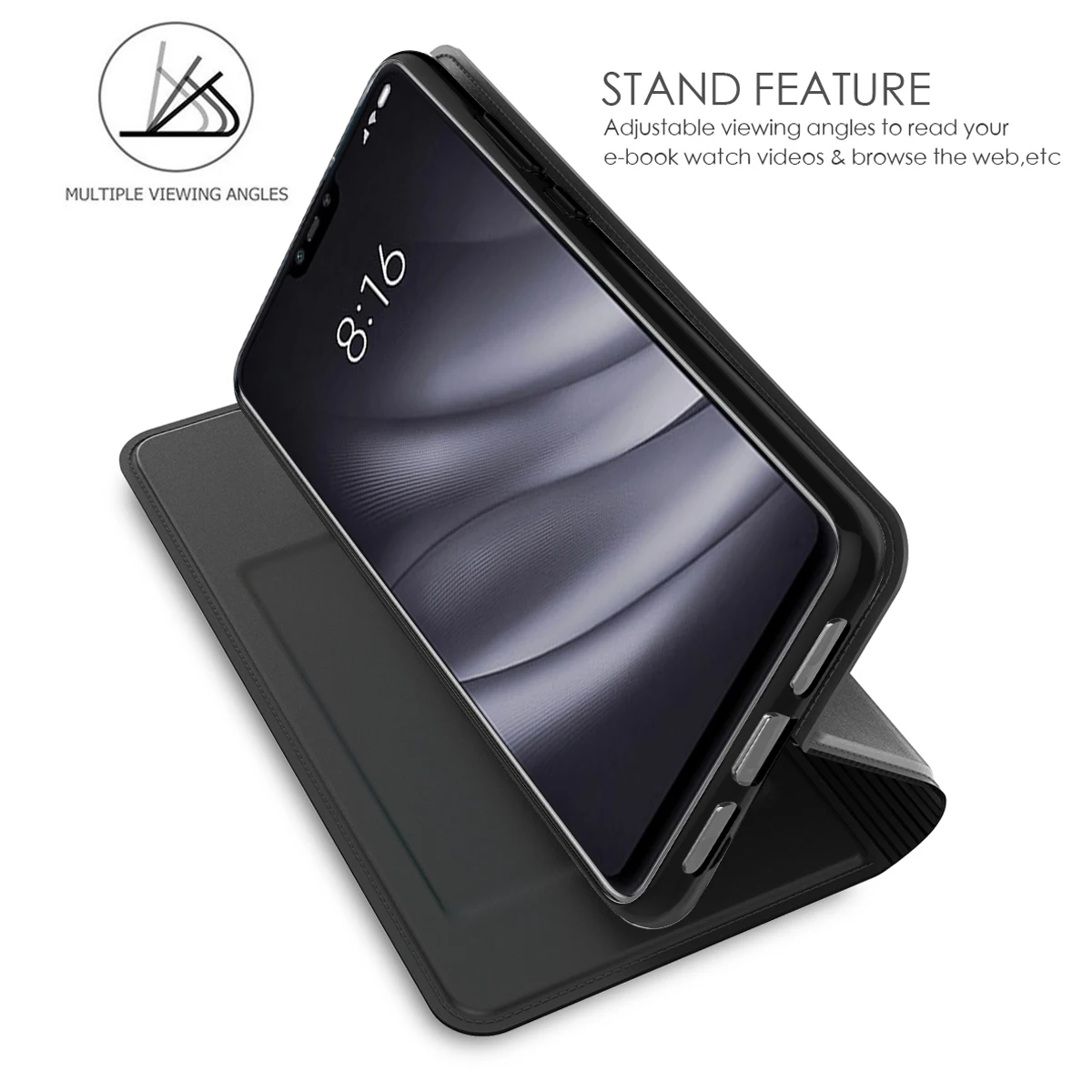 Чехол для Asus Zenfone Max Pro M2 ZB631KL из матовой искусственной кожи с откидной подставкой