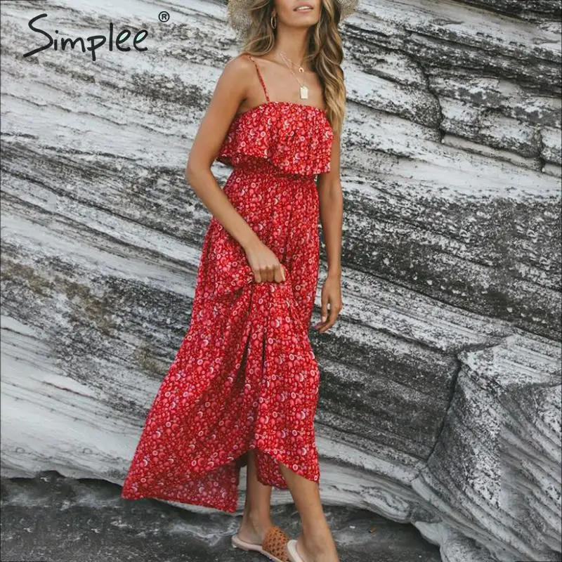 Женское длинное платье Simplee с цветочным принтом 2019 богемный летний женский