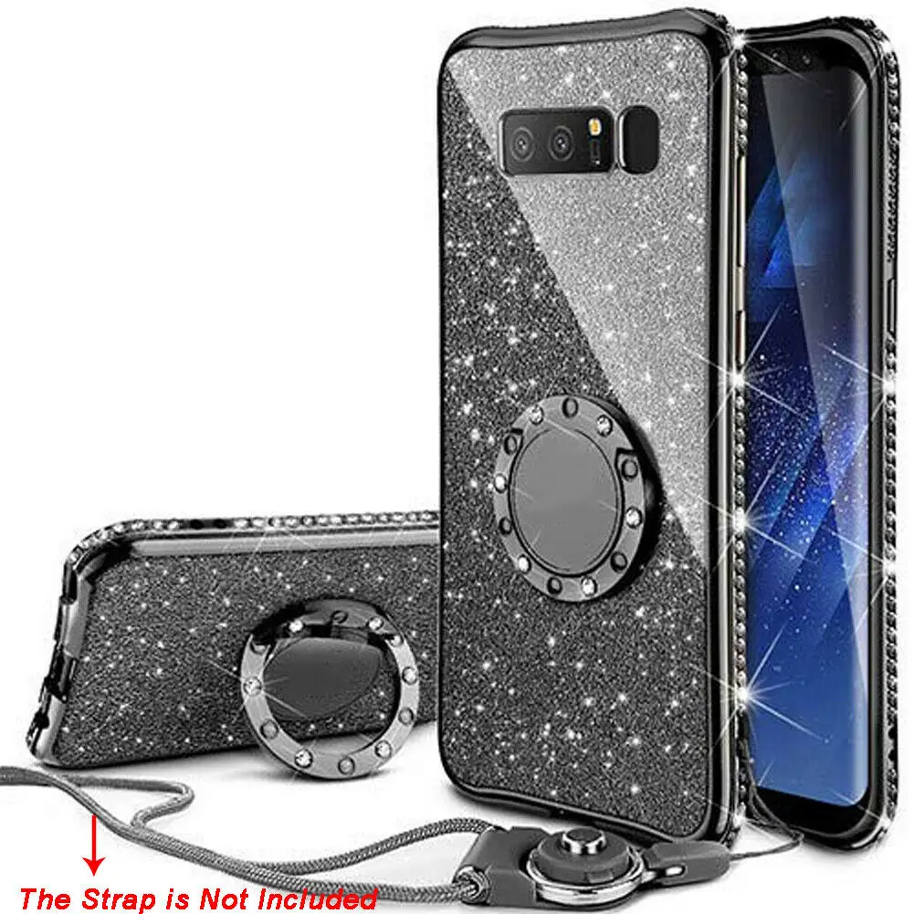 Jetjoy 3D Diamond 360 Degree Rotating Ring Holder Plating soft TPU Glitter Bling Case for Samsung Shining note 9 S8 S9+ |