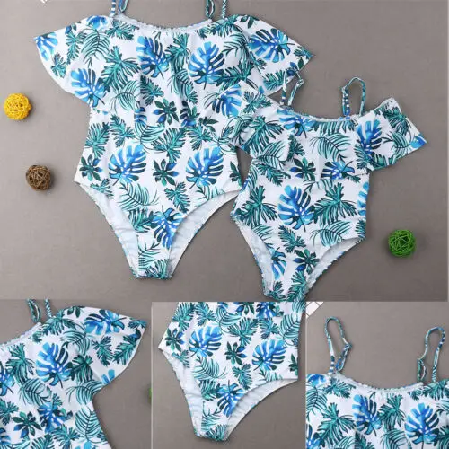 Цельный купальный костюм для родителей и детей из США бикини одинаковый Комплект