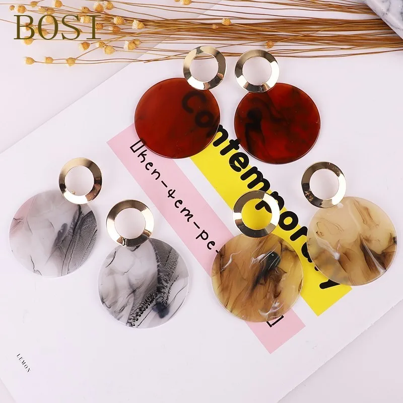 2019 Earrings Acrylic Fashion For Women Boho Acetate Round earrings metal Drop Earings Dangle Face Big Bohemian Jewellery cc | Украшения и