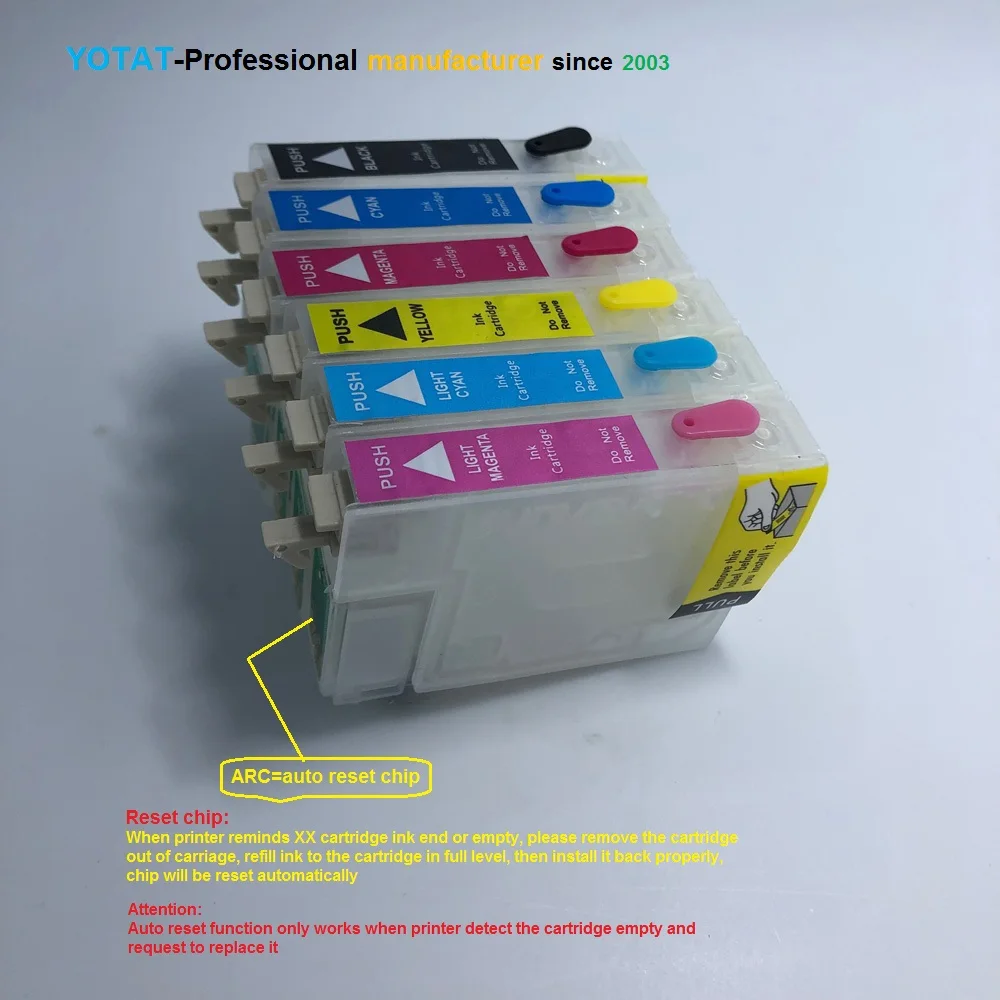 Многоразовый чернильный картридж YOTAT T0821 для Epson Stylus R270 R390 RX590 TX700W TX800W TX720 TX700 TX800