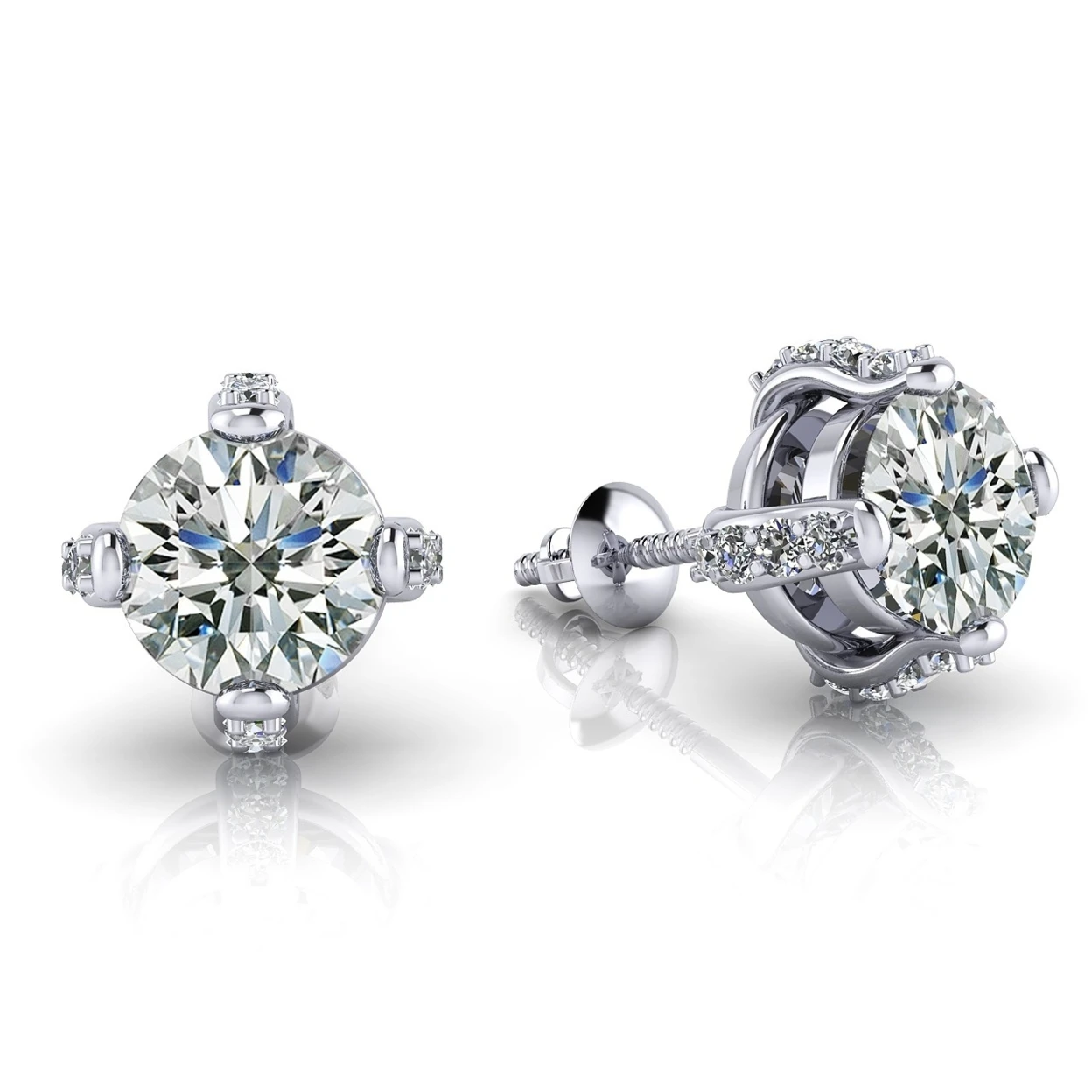 Круглая огранка природных алмазов стилист серьги In 10 k White Gold (0 72 карат H I I1)|Серьги|