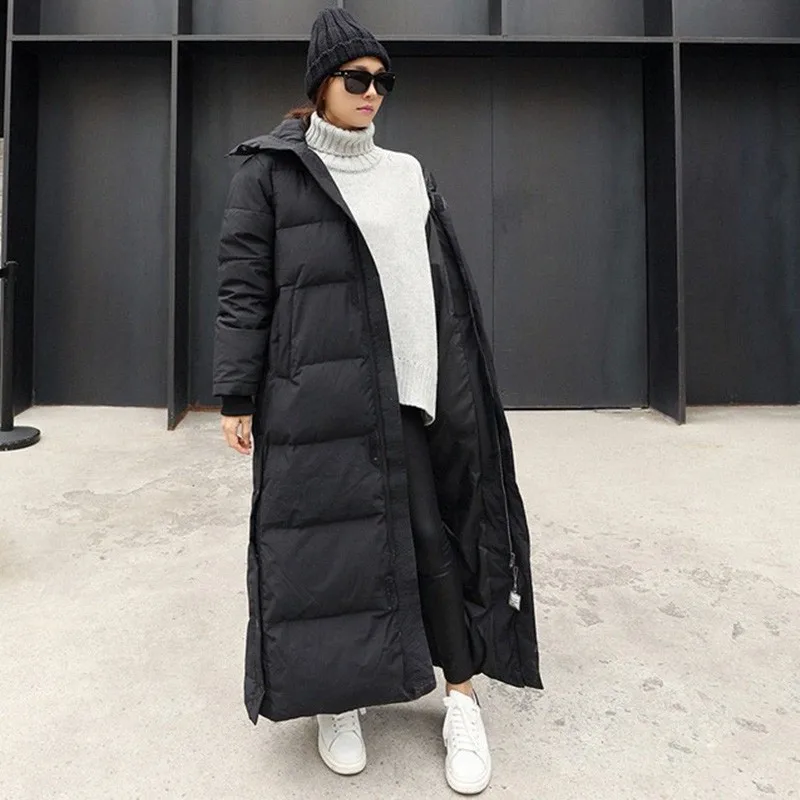 

X-long Winter Jacket Women 2020 Casual Black Split Hem Hooded Parka Female Thick Warm Cotton Coat Slim Plus Size Outwear Okd652