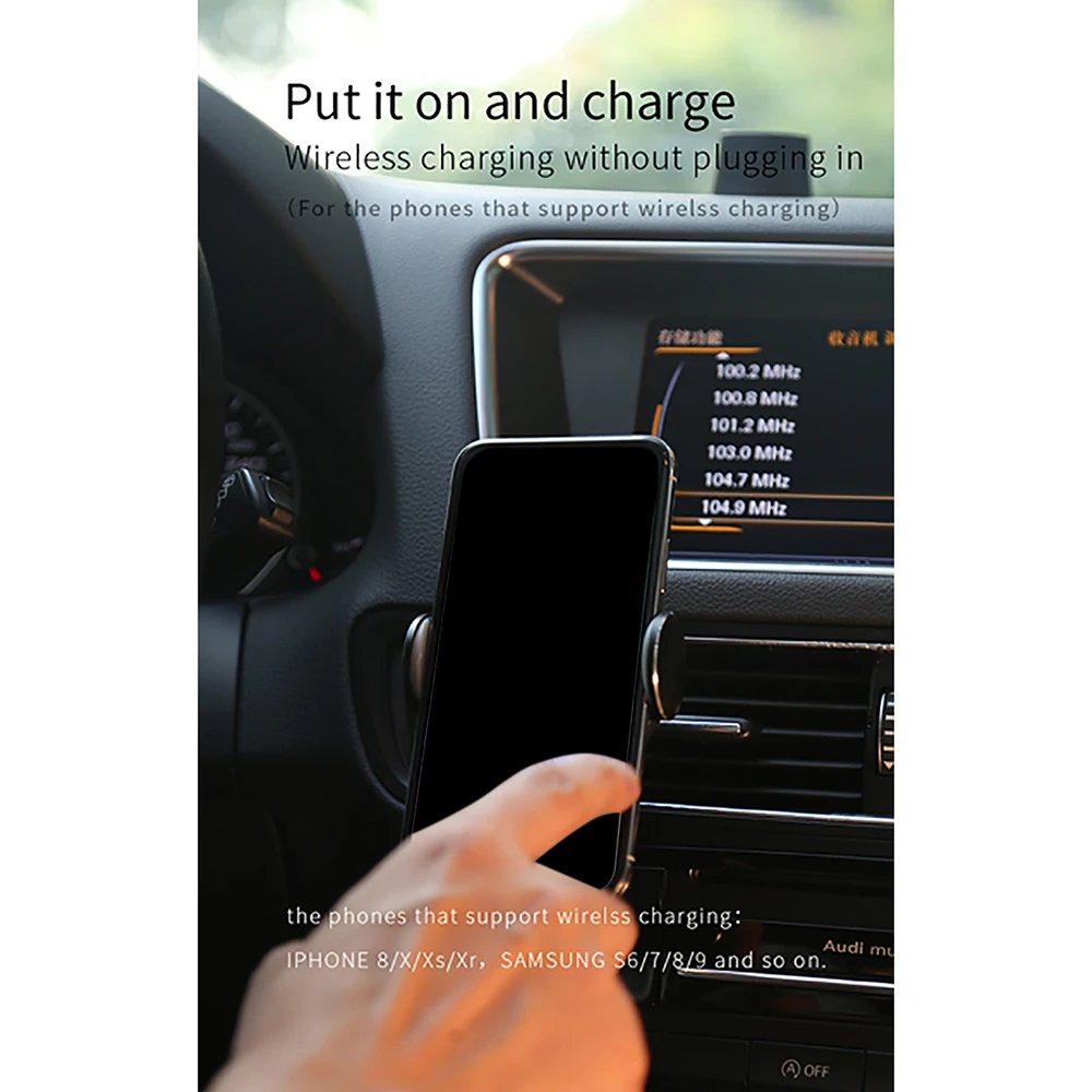 

1pcs Universal Car Air Vent Clip-on Wireless Charger Bracket Infrared Intelligent Sensor Charging Holder Clamp for Smart Phone