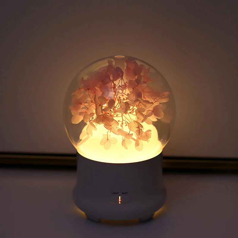 EAS-Us Plug Gift Preserved Fresh Flower Essential Oil Aroma Diffuser Ultrasonic Humidifier With Changing Night Light Beautiful | Бытовая