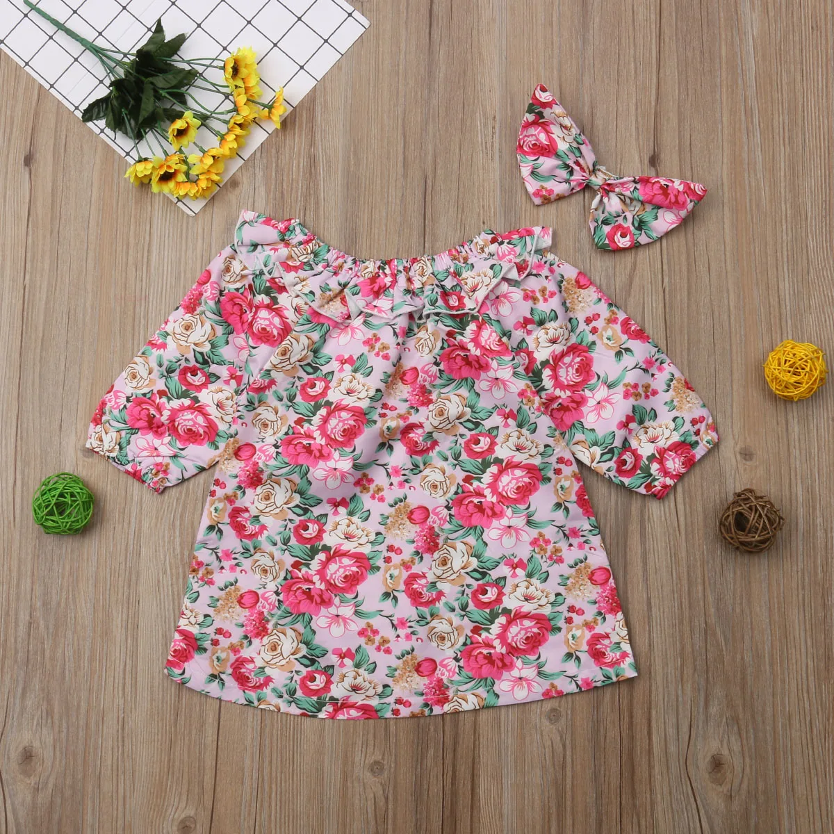 2 шт. повседневное Цветочное платье с длинным рукавом для новорожденных девочек |