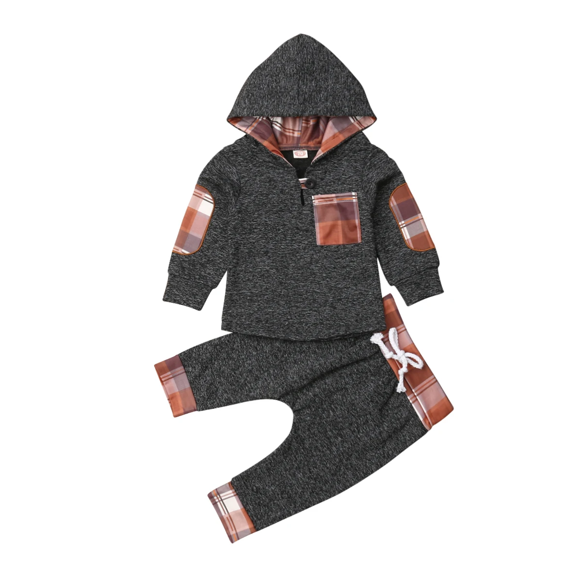 Комплект из 2 предметов хлопковый с капюшоном и штанами Осень-зима костюм для