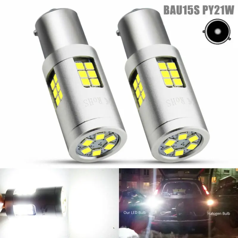 

2pcs 1156 BAU15S PY21W 7507 LED Bulbs For Car Reverse Turn Signal Lights White Yellow Amber/Orange 3030 30 SMD Lamp DC 12V 24V