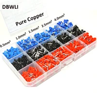 1065pcsset 3 colors 2212awg wire copper crimp connector insulated cord pin end terminal bootlace cooper ferrules kit set