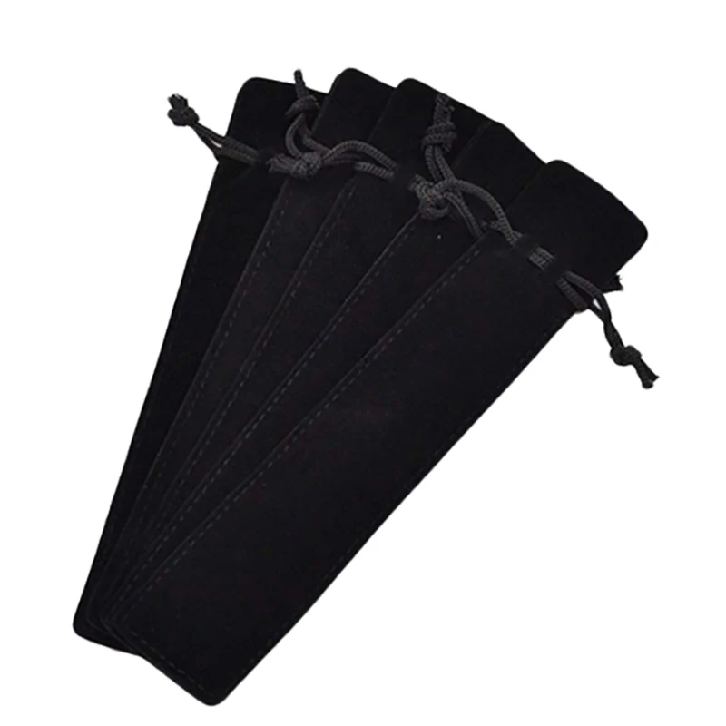 50 Pcs Black Velvet Pen Pouch Sleeve Holder Single Bag Case Pencil | Канцтовары для офиса и дома