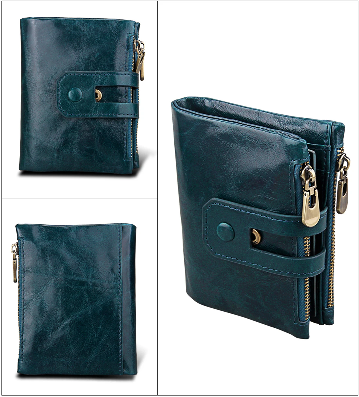 Unisex Vintage Crazy Horse Genuine Leather Wallet Women Men Wallets With Coin Pocket Zipper Short Style Credit Card Holder Purse | Багаж и