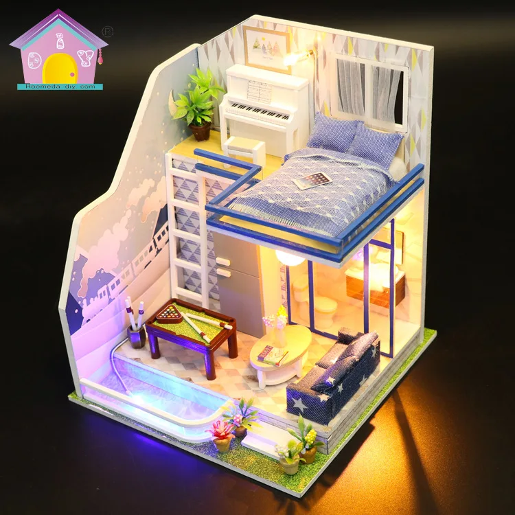 Hoomeda M042 DIY кукольный домик Миниатюрный комплект мебели модель сапфир любовь 21 см