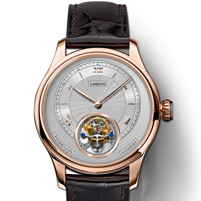 Switzerland LOBINNI Роскошные Брендовые Часы для мужчин Tourbillion автоматические