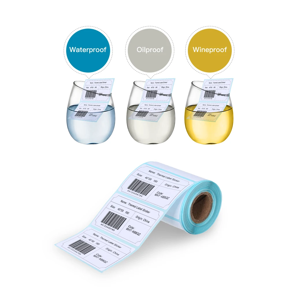 Термоэтикетка наклейка 10 рулонов водостойкая маслостойкая винная 30*20 мм/30*30