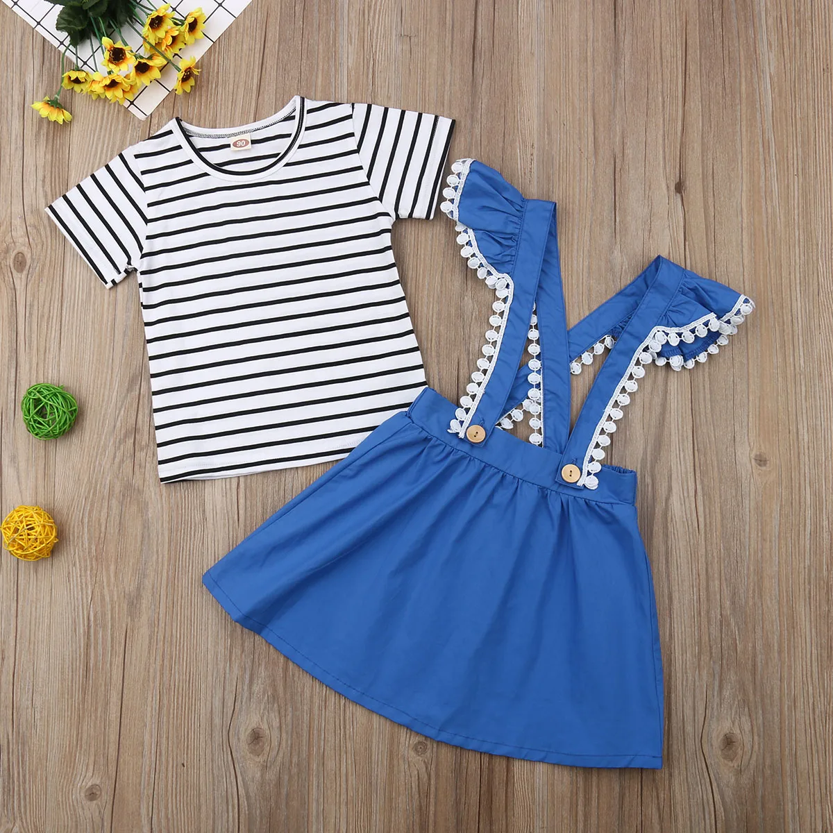 Комплект одежды в полоску из 2 предметов для маленьких девочек 1-5 лет детская