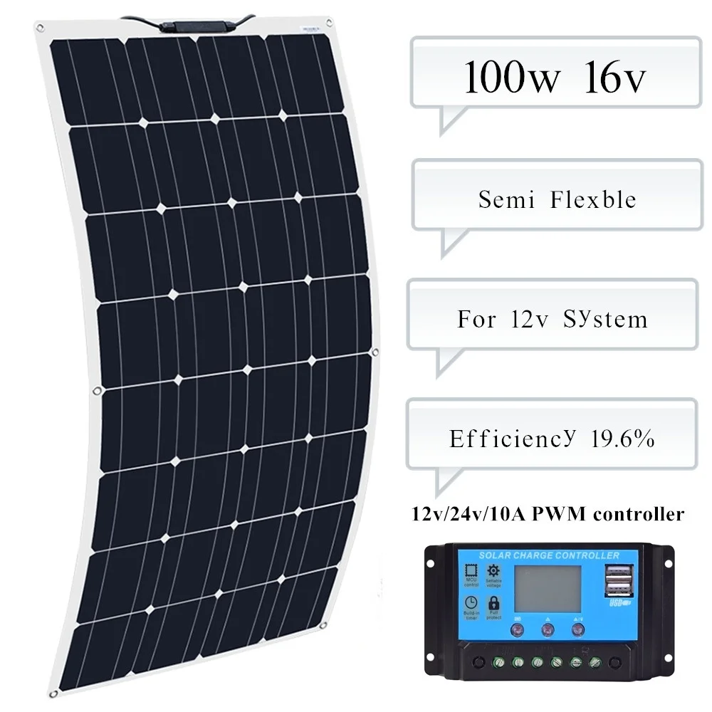 100w подойдет как для повседневной носки так Solpanel модуля солнечная панель semi flexible10A
