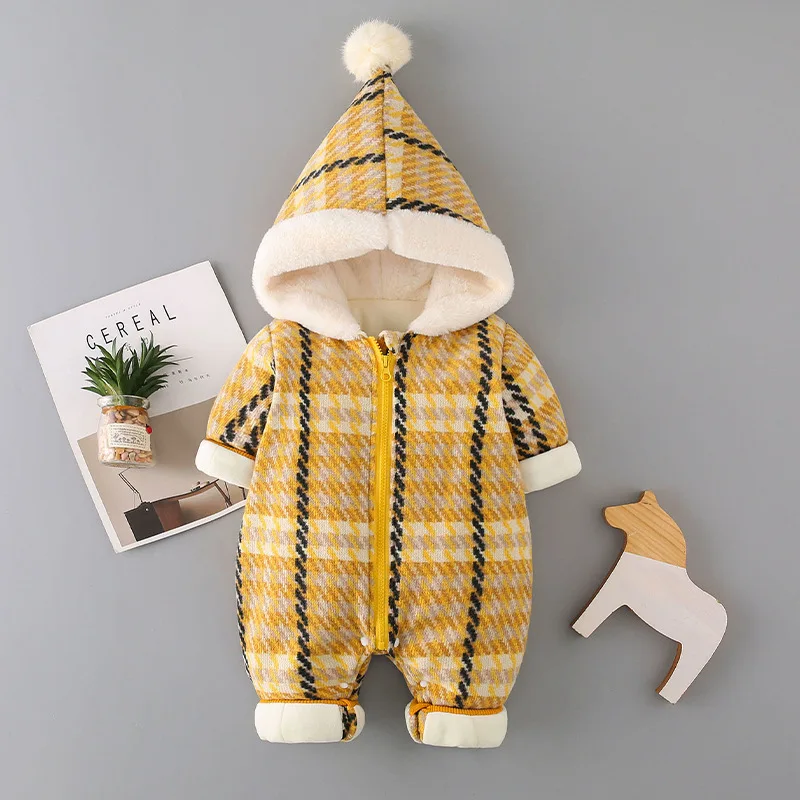 Newborn Infant Rompers 2018 Winter Baby Girl Boy Romper Jumpsuit Costume Kids Children Warm Thick Lattice Cotton Coats | Детская одежда