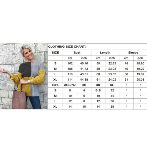 Fashion Womens Contrast Color Sweaters 2018 New Winter Long Sleeve Baggy Ladies Pullover Top Knitted Oversized Sweater S-XL | Женская