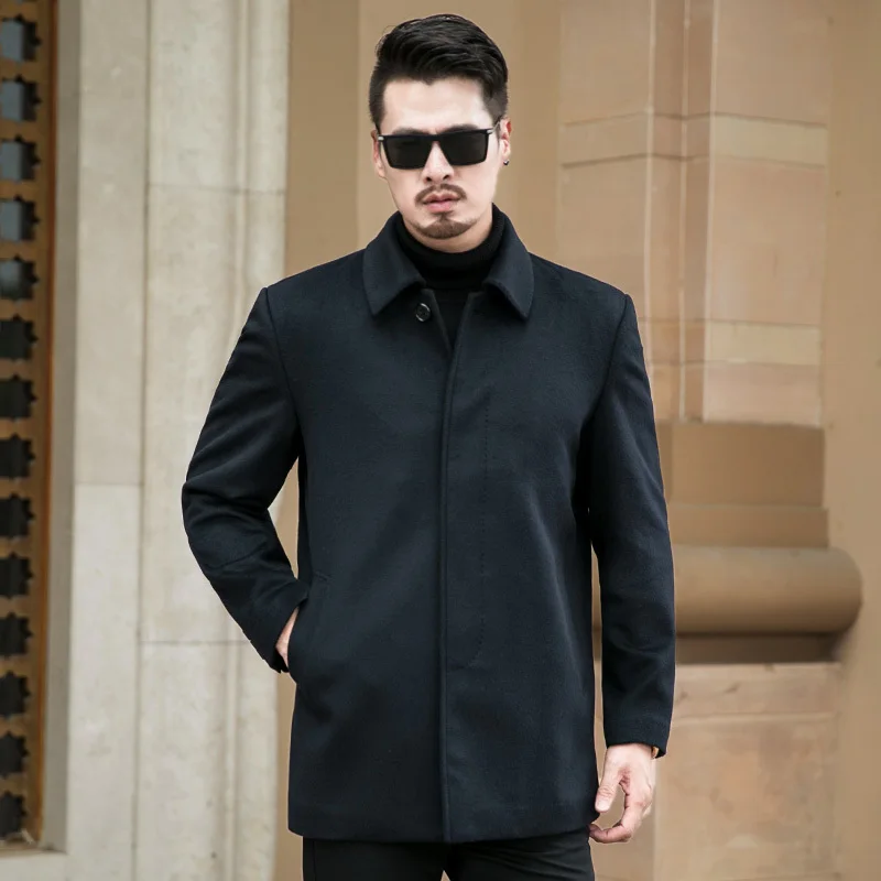 8XL 7XL плюс мужские кашемировые пальто мужчин 100% Шерсть Тренч мужской отложной