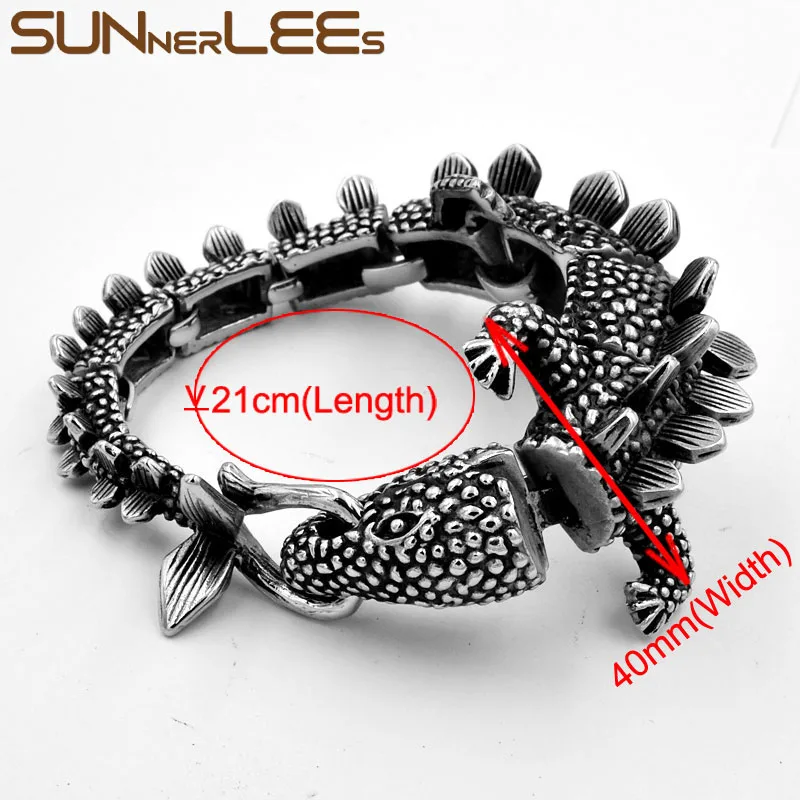 SUNNERLEES браслет из нержавеющей стали 316L хип хоп панк ящерица звенья цепи мужские и