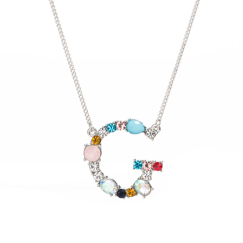 Fashion 26 Letter Multicolor Crystal Pearl Necklace Girls Beaded Candy Color Gold Silver Jewelry For Women Gift | Украшения и