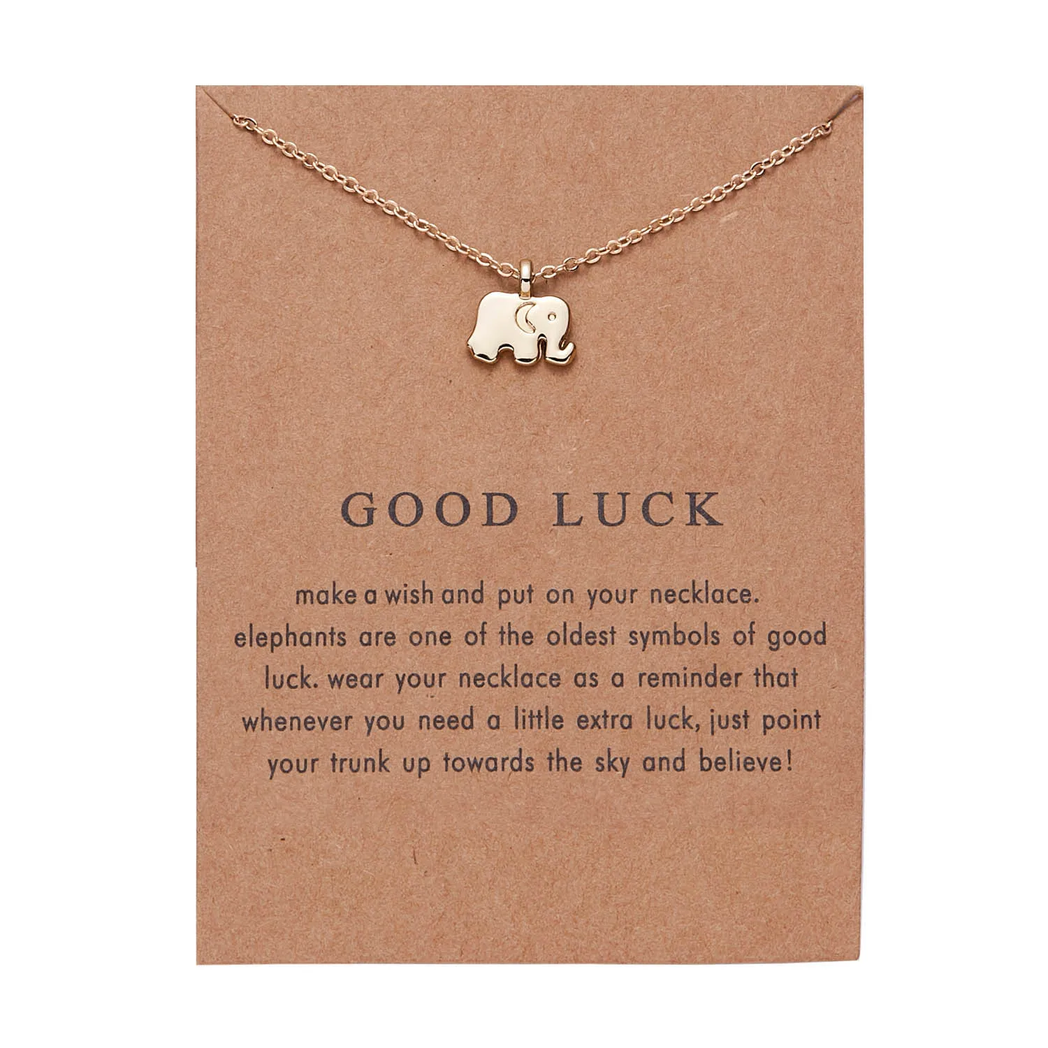 

Fashion Good Luck Elephant Pendant Necklace Clavicle Chains Statement Necklace Women Girl Holiday Beach Jewelry Gift Wish Card