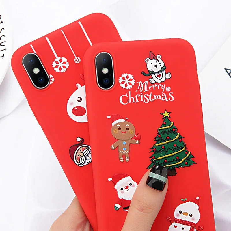 UXIA Christmas Tree Phone Case For iPhone 8 7 Plus Santa Claus Snowman Cases XS Max X XR 6S TPU Silicone Cover |