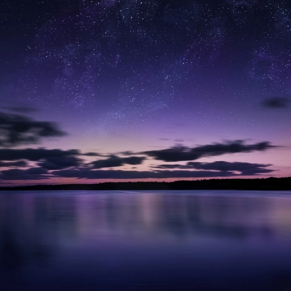 Спокойное озеро против звездного неба Россия плакат печать (28x28)|Таблички и знаки|