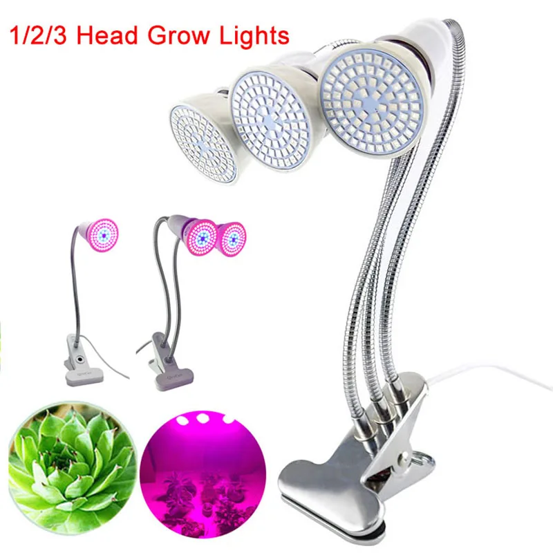 

3-head 72 LED Plant flower Grow light indoor Hydro Clip greenhouse Lamp Desk hydro Holder growbox E27 vegetable For Veg
