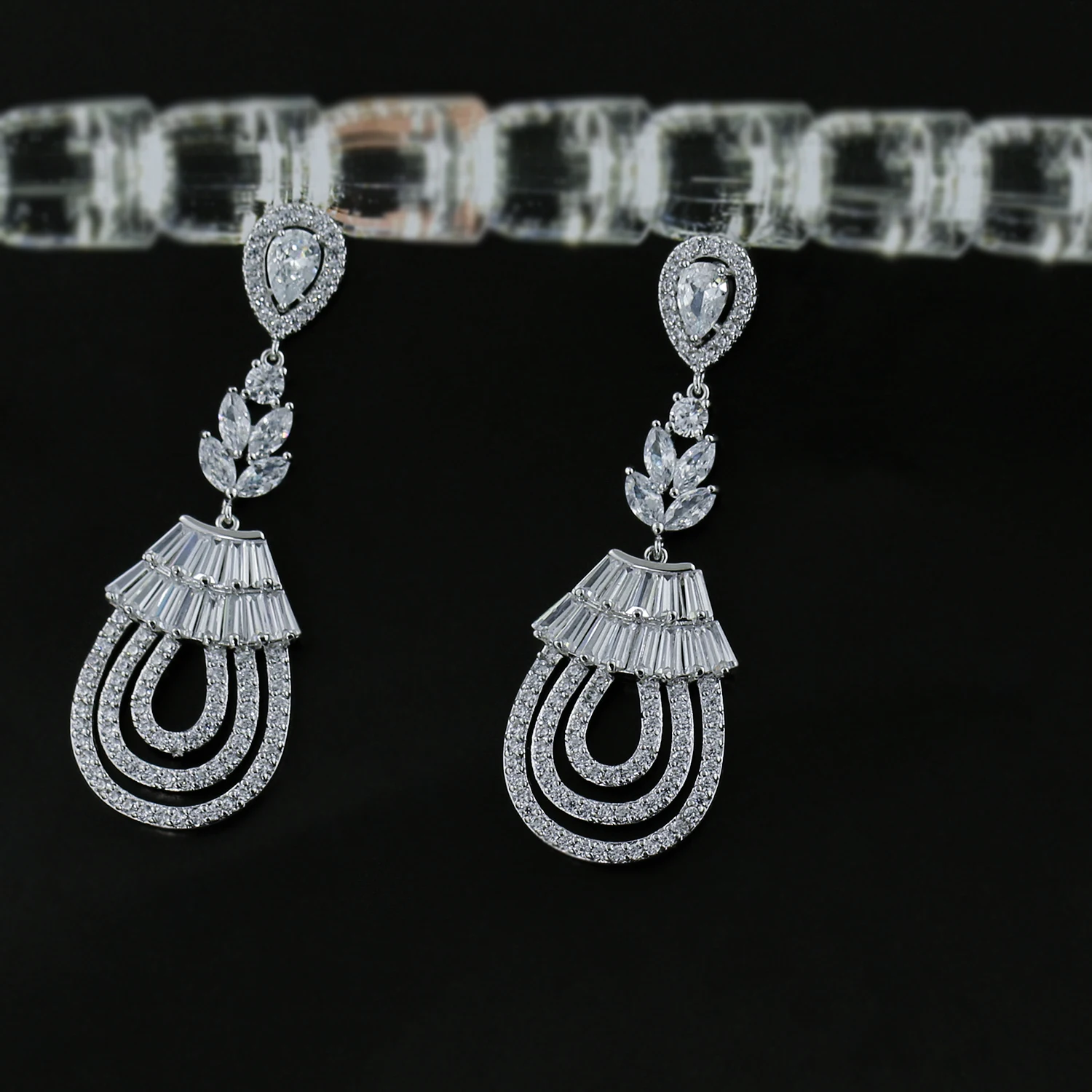 

New AAA Cubic Zirconia Dangle Earrings for Women Bridal Wedding Jewelry Accessories CE10496