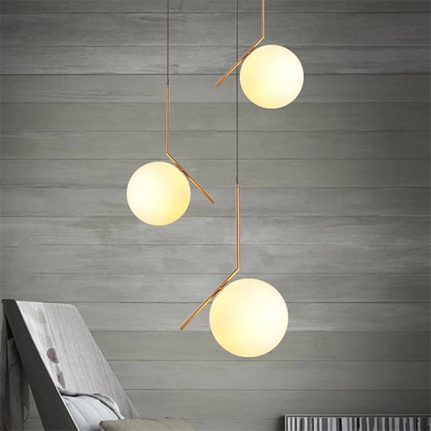 

Modern LED Ball Pendant Lamps Fixtures Dining Bedroom Room Frosted LED Pendant Lights Glass Shade Socket Hanging Lamps Luminaire