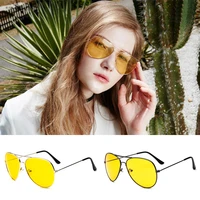 vintage classic retro fashion night vision yellow sunglasses men driving eyewear pilot womens sun glasses party eye glasses