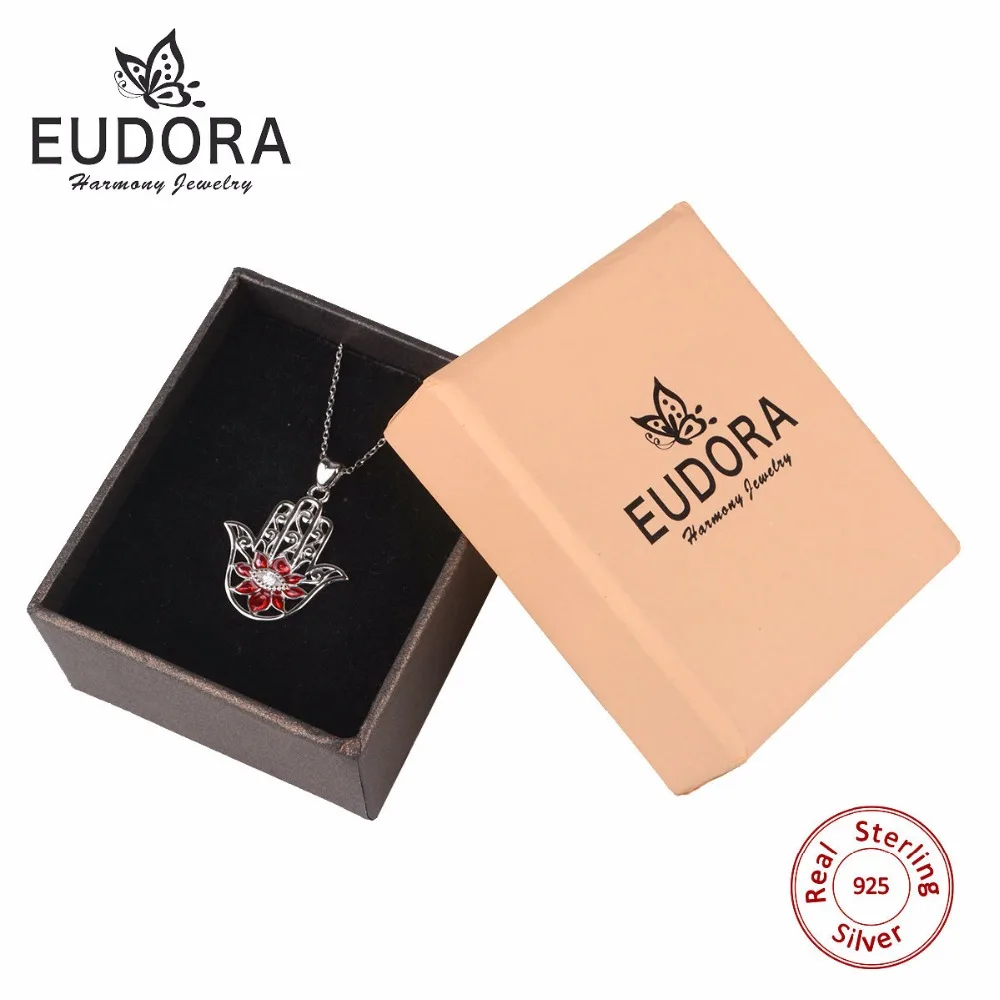 

Eudora 925 Sterling Silver Eye of Devil Pendant Necklace Fine Jewelry Pink Red Zircon Crystal Pendant for Women Jewelry CYD069