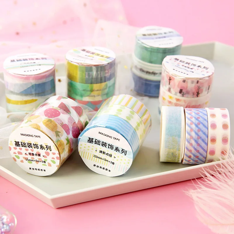 3 шт./лот Геометрия точки Васи клейкие ленты градиент фрукты декоративные клей