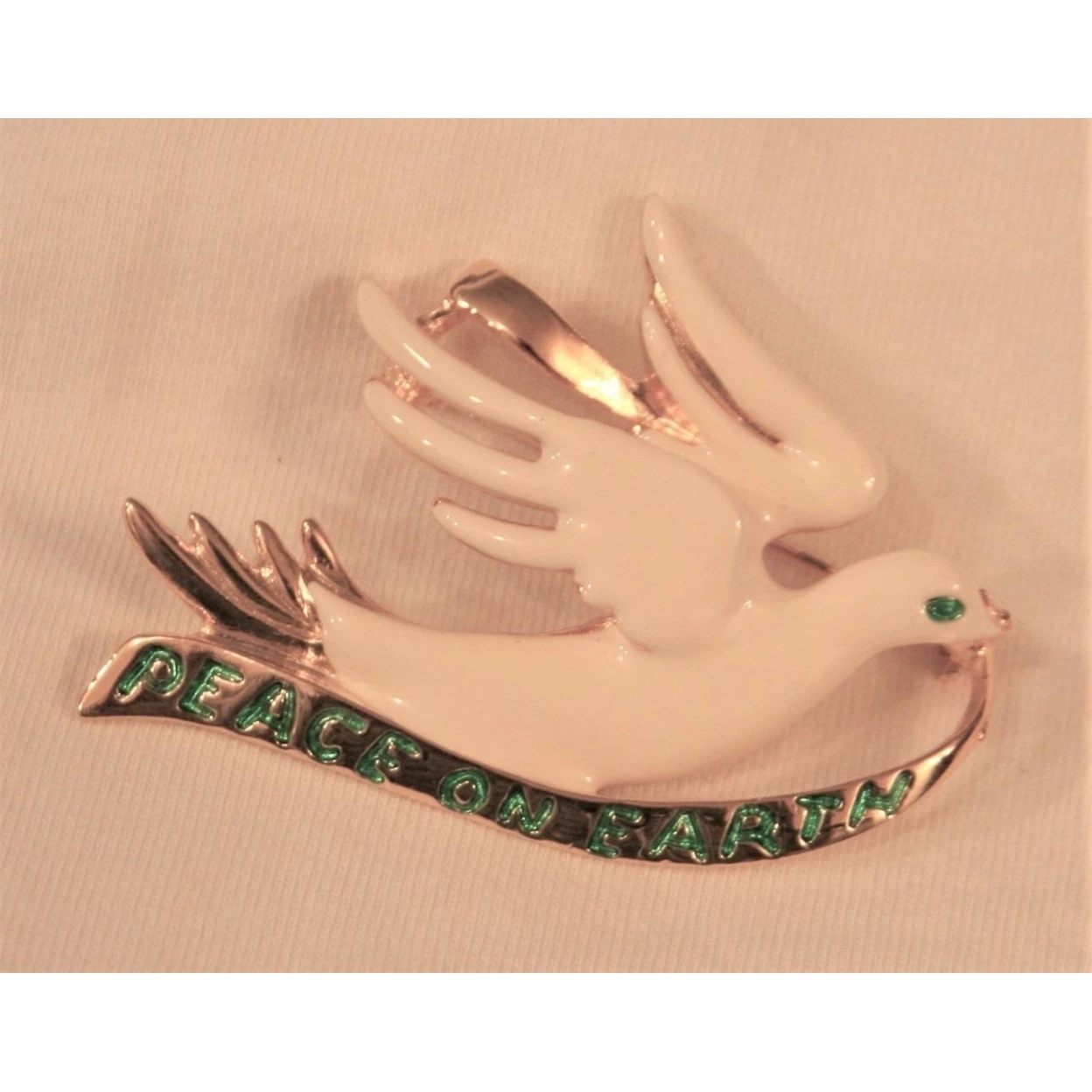 Кремовый эмалированный винтажный мир на дух земли Dove Goldtone Брошь булавка |