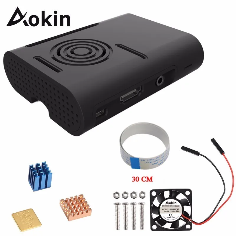 Защитный чехол для Raspberry Pi 3 с алюминиевым радиатором + вентилятор охлаждения