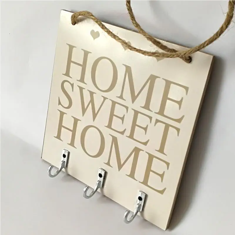 Подвесная Табличка деревянная вывеска Sweet Home в деревенском стиле с крючками и 3