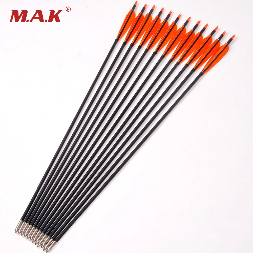 

6/12pcs 31 Inches Carbon Arrow OD 7.5mm Spine 500 with Turkeys Feather for 50lbs Recurve Bow/Longbow Archery Hunting