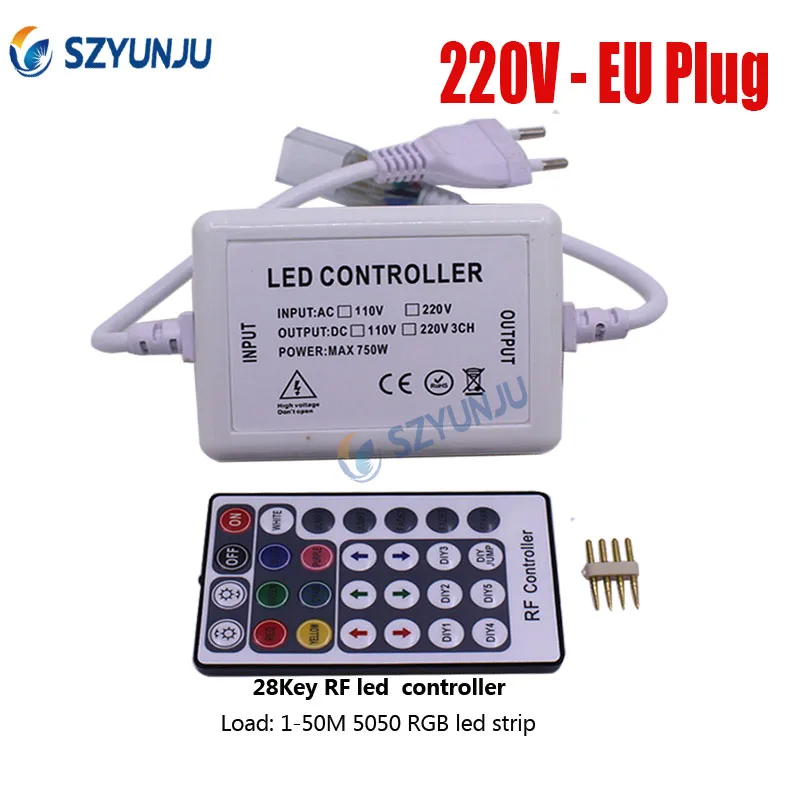 AC 110V штепсельная вилка США 220v ЕС контроллер RF RGB с 28Key LED пульт дистанционного
