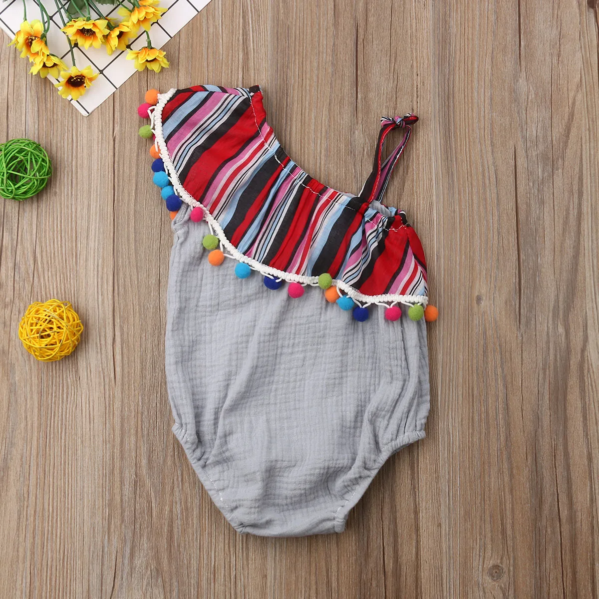 Pudcoco Girl Jumpsuits 0-24M Newborn Infant Baby Off Shoulder One-Pieces Romper Jumpsuit Outfit | Детская одежда и обувь
