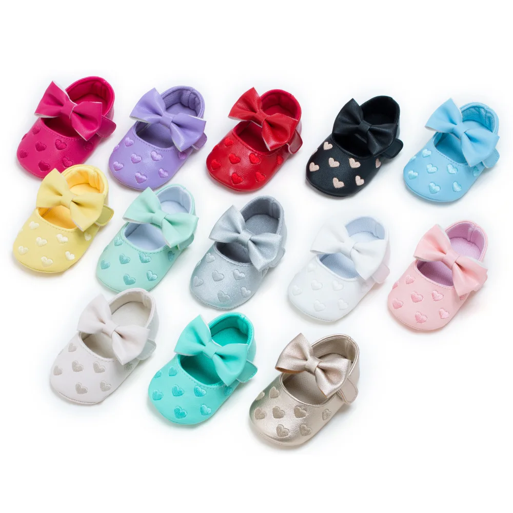 

Embroidered Toddler Shoes Bowtie Baby Shoes Indoor Soft Bottom Infant Shoes