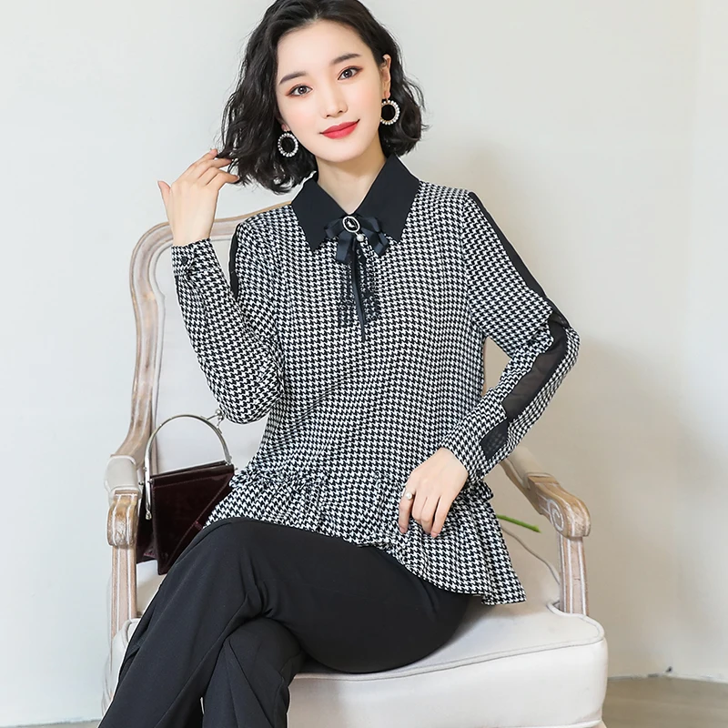 2019 New Spring Women Shirts Full Sleeve Chiffon Loose Plover Render Western Style Blouse Shirt 606 | Женская одежда
