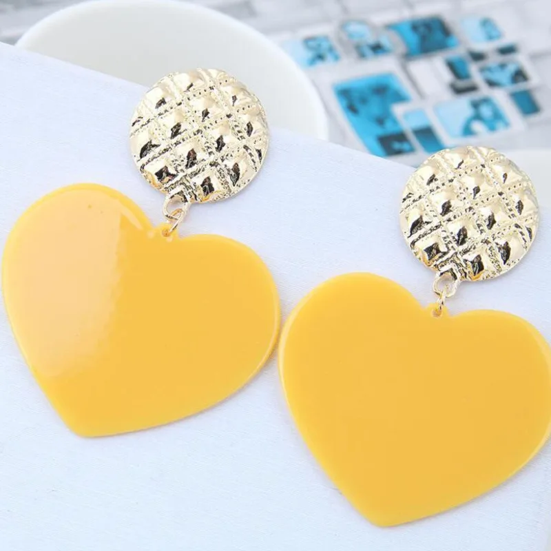 Женские серьги подвески с розовым сердцем модные брендовые ZA Jewelry Bijoux A1 новинка
