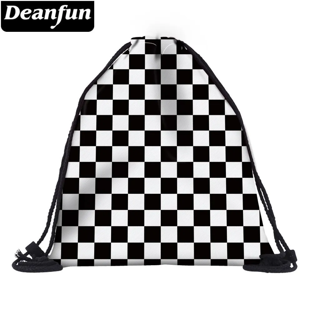 

Deanfun Women 3D Printing Drawstring Bag Black White Geometric Backpack Travel Softback Mens Backpacks 28316