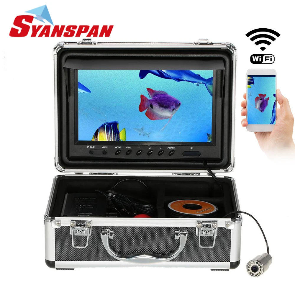 

SYANSPAN 9'' WiFi Fish Finder Video Camera Recording Edition HD 1000TVL Underwater Ice Fishing Camera Fishfinder IR/White Lamps