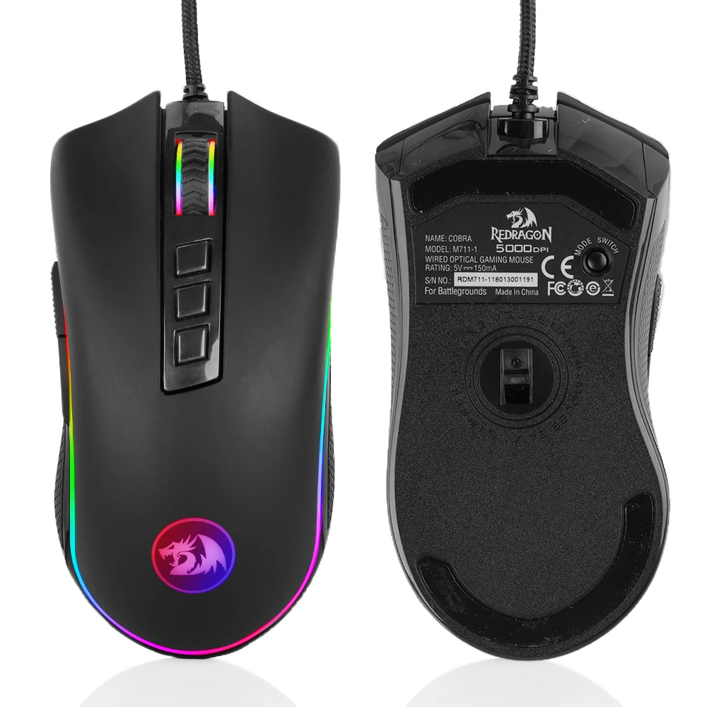 Redragon M711 1 игровая мышь RGB проводная 5000 dpi 6 Регулируемых уровней с 8 кнопками для ПК